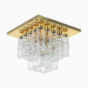 Large Brass Crystal Glass Chandelier from Limburg, Germany, 1960s