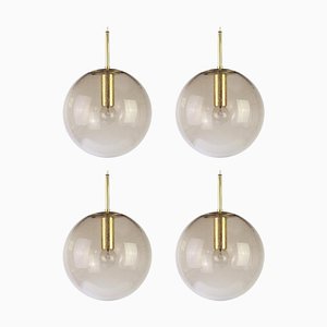 Brass with Smoked Glass Ball Pendant from Limburg, Germany, 1970s