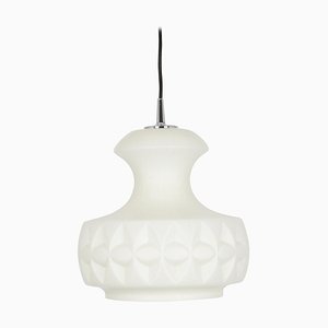 Mid-Century White Glass Pendant Ceiling Lamp from Peill & Putzler, Germany