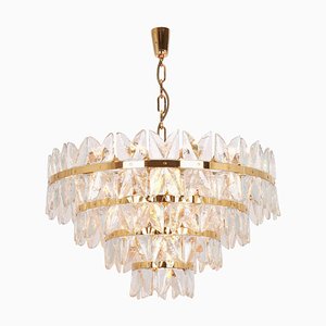 Large Chandelier Corina in Gilt Brass and Glass from Kalmar, Austria, 1970s