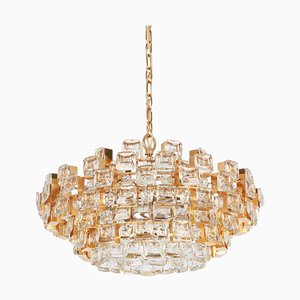 Gilt Brass and Crystal Chandelier by Sciolari for Palwa, Germany, 1970s
