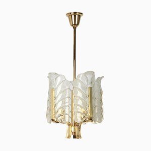Small Chandelier Murano Glass Leaves by Carl Fagerlund for Orrefors, 1960s