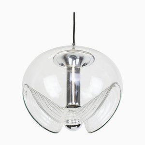 Large Clear Glass Pendant Light by Koch & Lowy for Peill & Putzler, Germany, 1970s