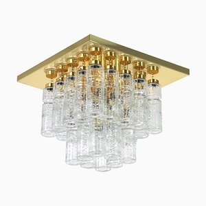 Large Brass and Crystal Glass Chandelier by Limburg, Germany, 1960s