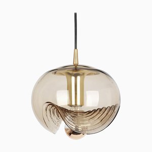 Large Smoked Glass Pendant Light from Peill & Putzler, Germany, 1970s