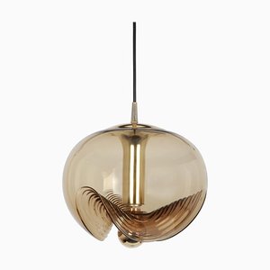 Large Smoked Glass Pendant Light from Peill & Putzler, Germany, 1970s