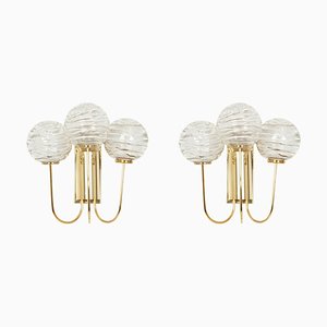 Sputnik Brass and Murano Glass Wall Sconces by Doria, Germany, 1960s