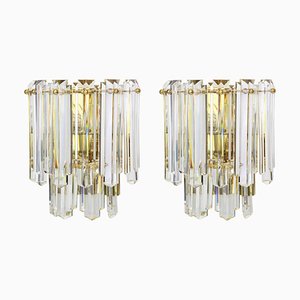 Large Crystal Glass Wall Lights from Kalmar, Austria, 1970s, Set of 2