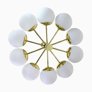 Large Opal Globes Chandelier from Kaiser, Germany, 1970s