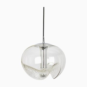 Grande Lampe à Suspension en Verre Transparent par Koch & Lowy pour Peill & Putzler, Allemagne, 1970s