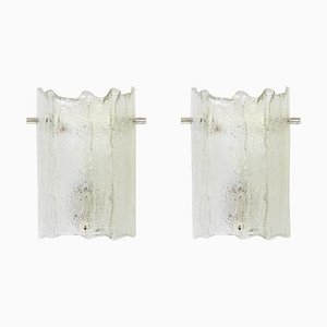 German Murano Ice Glass Vanity Sconces by Kaiser, 1970s, Set of 2