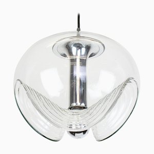 Large German Clear Glass Pendant Light by Koch & Lowy for Peill & Putzler, 1970
