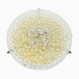 Große deutsche runde Eisglas Deckenlampe von Hillebrand, 1970er