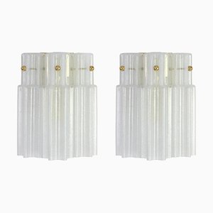 German Frosted Glass Wall Lights from Limburg, 1960s, Set of 2