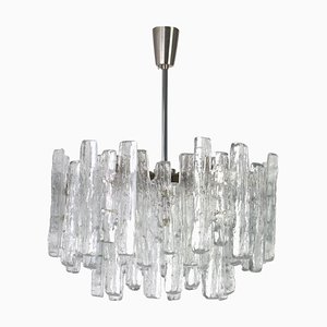 Lámpara de araña austriaca grande de cristal de hielo de Murano de Kalmar, años 60