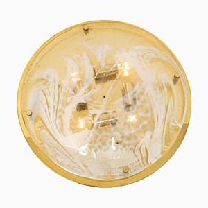 Große Murano Messing Deckenlampe von Hillebrand, Deutschland, 1970er