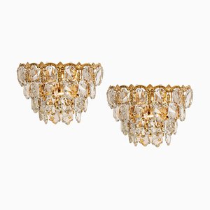 Brass and Crystal Glass Wall Lights from Bakalowits, Austria, 1960s