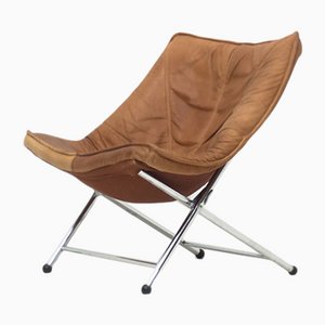 Molinari Leather Folding Lounge Chair by Teun Van Zanten