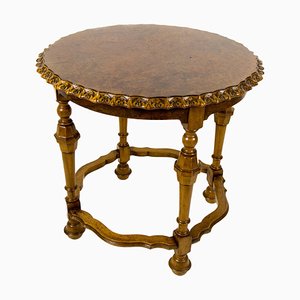 French Round Side Table in Burr Walnut, 1920s
