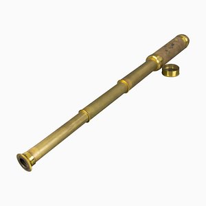French Brass and Leather Three Draw Telescope, Late 19th Century