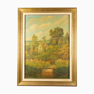Médard Tytgat, Paesaggio con giardino, Olio su tela, Incorniciato