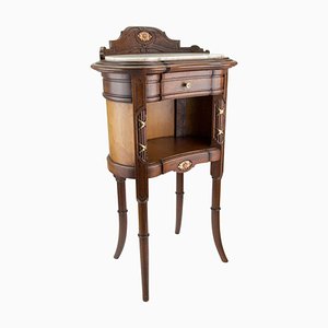 French Louis XVI Style Nightstand with Marble Top and Brass Mounts