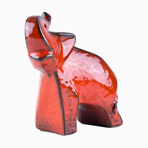 Figurine Éléphant en Céramique Émaillée Rouge de Bay Keramik, Allemagne de l'Ouest, 1960s