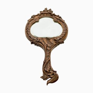 Louis XV Style Carved Oakwood Hand Mirror