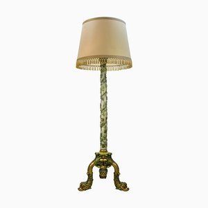 Vintage Italian Grotto Style Floor Lamp in Carved and Painted Wood