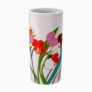 Jarrón Flower Cylinder de porcelana de Wolf Bauer para Rosenthal, Alemania