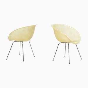 Chaises Coquillage Vintage en Fibre de Verre, Set de 2