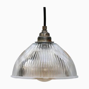 Industrial Glass Ceiling Lamp from Holophane, 1950s