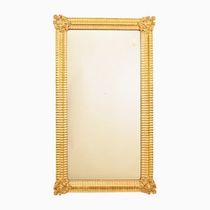 Antique Rectangular Mirror with Putti and Original Gold Leaf Frame