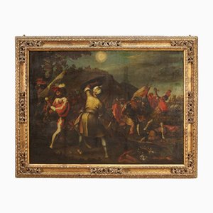 Battle Painting, 17th-Century, Oil on Canvas, Framed