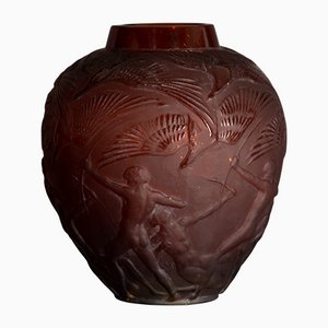 Ambra Glass Archers Vase by René Lalique