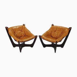 Luna Chairs with Ottoman by Odd Knutsen, 1970s, Set of 2
