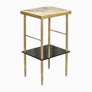 Mid-Century French Onyx and Glass Side Table from Maison Jansen
