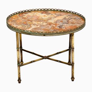 Antique French Brass & Onyx Coffee Side Table