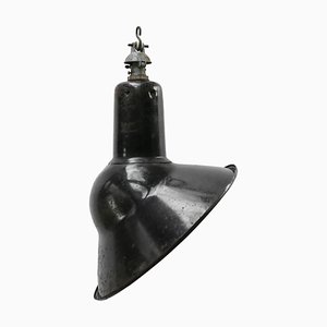 Vintage Industrial French Black Enamel Asymmetrical Pendant Light