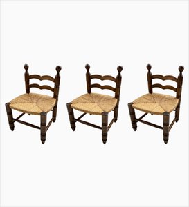 Low Braided Chairs by Dudouyt, Set of 3