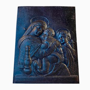 Antique Russian Wall Relief Icon in Bronze, 19th Century