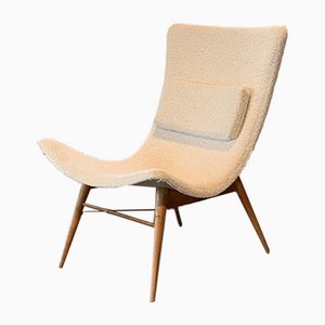 Sillones Bouclé Mid-Century de fibra de vidrio de Miroslav Navrátil para Cesky Nabytek, años 50