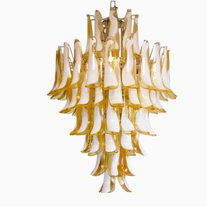 Big Yellow Murano Chandelier in the Style of Mazzega