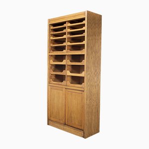 Tall English Model 1244.2 Haberdashery Shelved Cabinet with 16 Drawers, 1950s