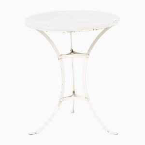 Small French Round Metal Model 1347 Gueridon Table in White, 1950s