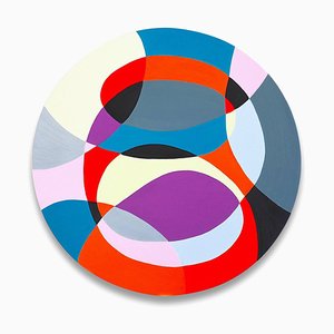 Jessica Snow, Pink Link, 2014, Oil on Circular Acrylic Glass