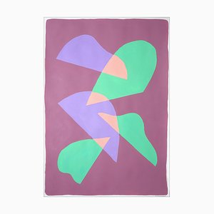 Ryan Rivadeneyra, Colorful Arcs on Mauve, 2021, Acrylic on Paper