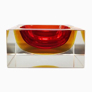 Red and Yellow Bowl by Flavio Poli for Seguso, 1960s