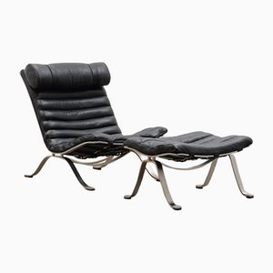 Black Ari Chair and Ottoman by Arne Norell for Norell Möbel AB