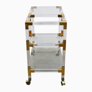 Hollywood Regency Cart Bar in Methacrylate and Brass